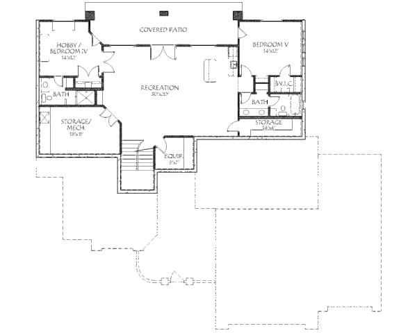 Adobe / Southwestern Floor Plan - Lower Floor Plan #24-273