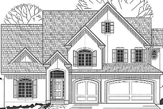 Exterior - Front Elevation for European House Plan #67-262 - 4 bed, 3 bath