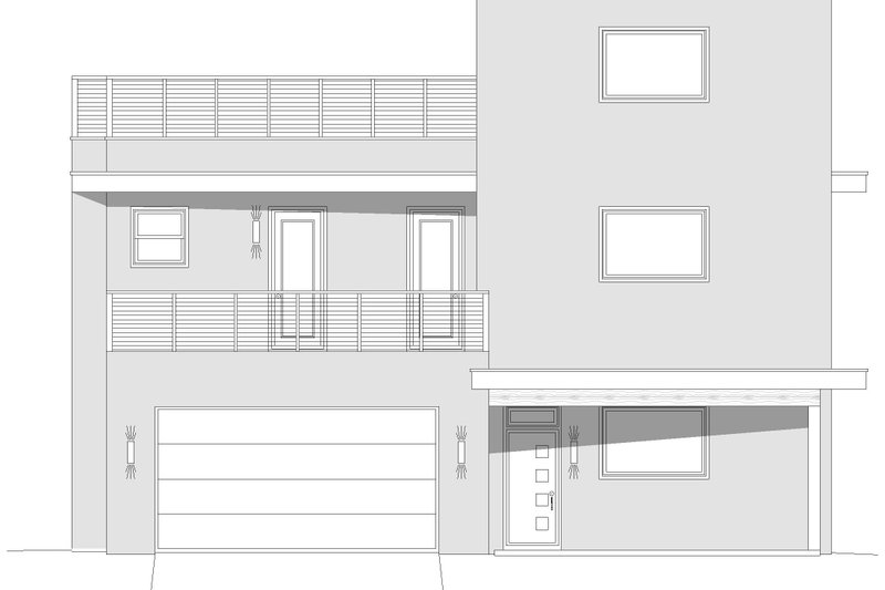 House Blueprint - Exterior - Rear Elevation 2 for Contemporary House Plan #932-1401 - 4 bed, 5 bath