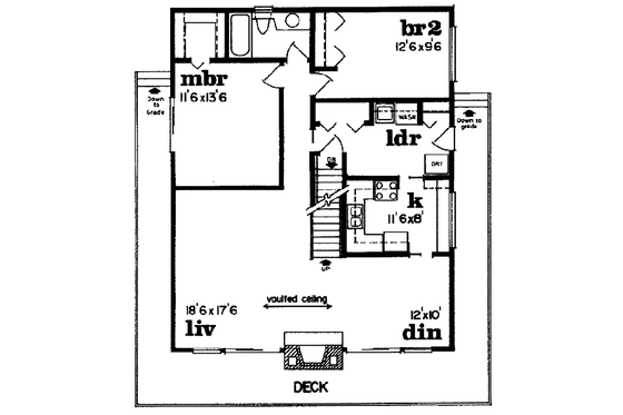 Floor Plan - Main Floor for Modern House Plan #47-361 - 3 bed, 1 bath