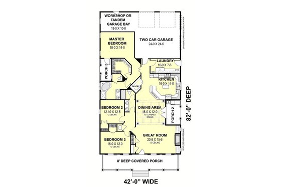 Floor Plan - Main Floor for Traditional House Plan #44-251 - 3 bed, 2 bath