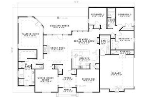 Floor Plan - Main Floor for European House Plan #17-1180 - 4 bed, 2.5 bath