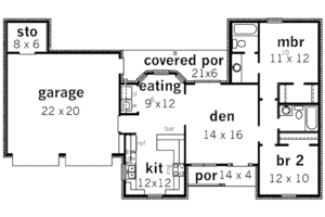 Floor Plan - Main Floor for European House Plan #16-289 - 2 bed, 2 bath