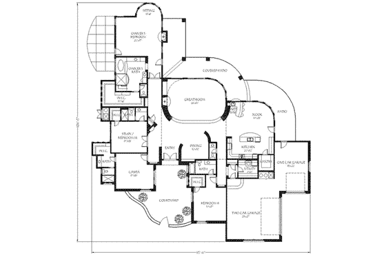 Floor Plan - Main Floor for Adobe / Southwestern House Plan #24-231 - 4 bed, 4.5 bath