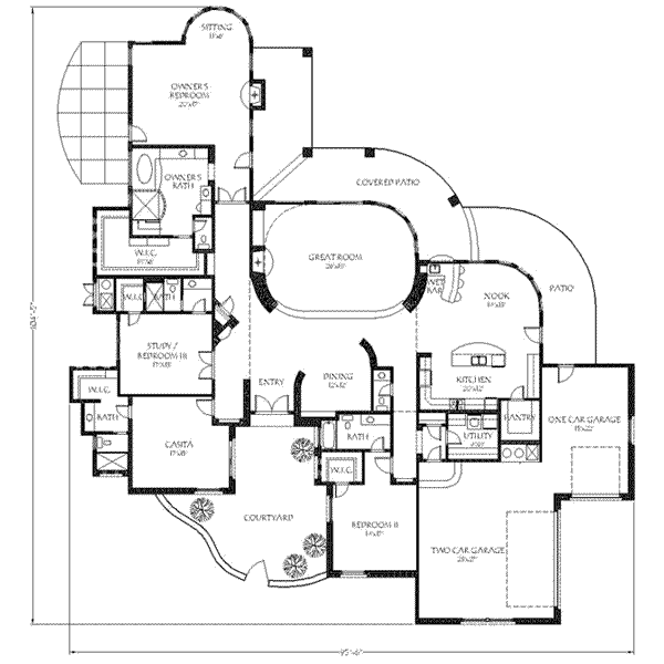 Adobe / Southwestern Floor Plan - Main Floor Plan #24-231