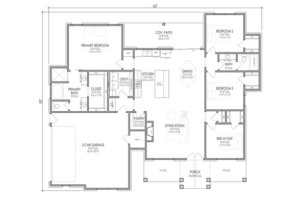 Home Plan - Floor Plan - Main Floor for Farmhouse House Plan #1119-23 - 4 bed, 2 bath