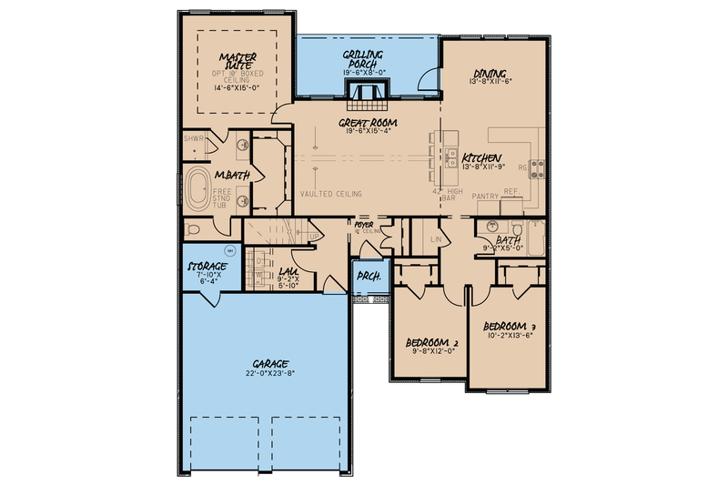 Home Plan - Floor Plan - Main Floor for Ranch House Plan #923-93 - 3 bed, 2 bath