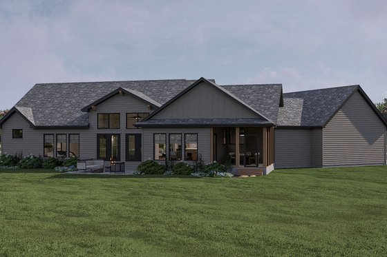 Exterior - Rear Elevation for Craftsman House Plan #455-212 - 2 bed, 2.5 bath