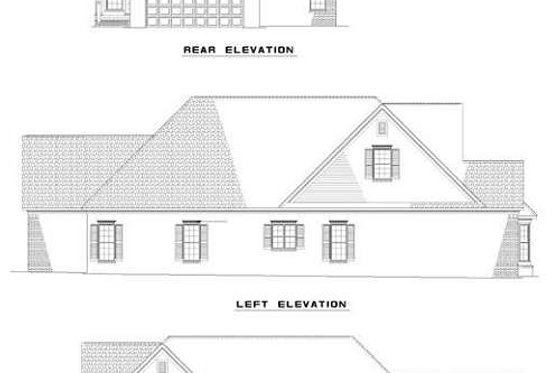 Exterior - Rear Elevation for Country House Plan #17-1031 - 3 bed, 2 bath