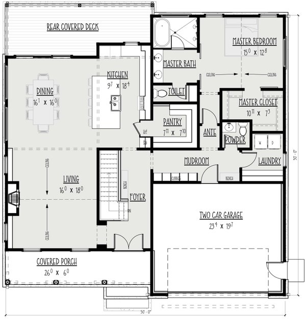 Architectural House Design - Farmhouse Floor Plan - Main Floor Plan #1088-13