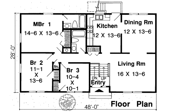 Floor Plan - Main Floor for Traditional House Plan #312-448 - 3 bed, 2.5 bath