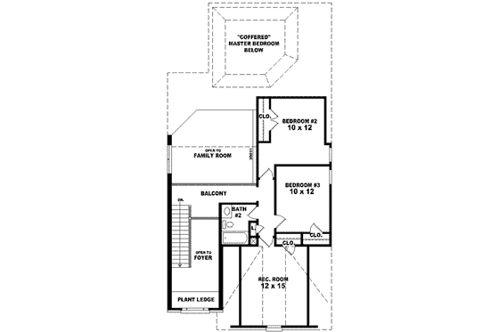 Floor Plan - Upper Floor for European House Plan #81-684 - 3 bed, 2.5 bath
