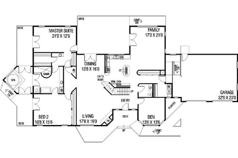 House Design - Floor Plan - Main Floor for Traditional House Plan #60-321 - 4 bed, 2.5 bath