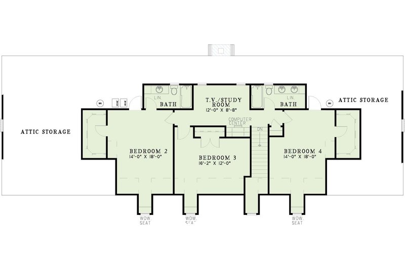 Dream House Plan - Floor Plan - Upper Floor for Colonial House Plan #17-3182 - 4 bed, 4 bath