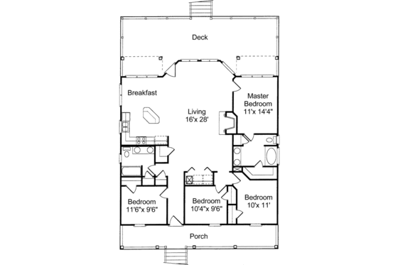 Floor Plan - Main Floor for Beach House Plan #37-135 - 4 bed, 2 bath
