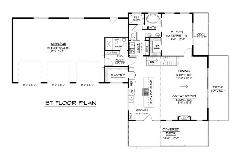 House Blueprint - Floor Plan - Main Floor for Contemporary House Plan #1064-448 - 1 bed, 2 bath