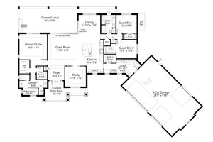 Floor Plan - Main Floor for Ranch House Plan #938-131 - 3 bed, 2 bath