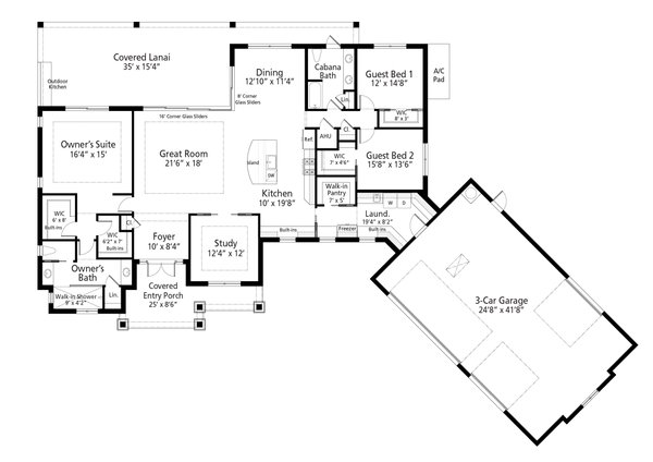 House Blueprint - Ranch Floor Plan - Main Floor Plan #938-131
