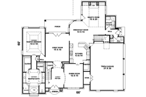 Floor Plan - Main Floor for European House Plan #81-574 - 4 bed, 3.5 bath