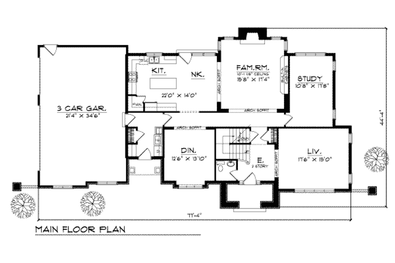 Dream House Plan - Floor Plan - Main Floor for Prairie House Plan #70-481 - 4 bed, 3.5 bath