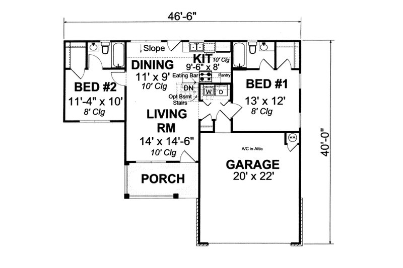 Dream House Plan - Floor Plan - Main Floor 1 for Traditional House Plan #513-2053 - 2 bed, 2 bath