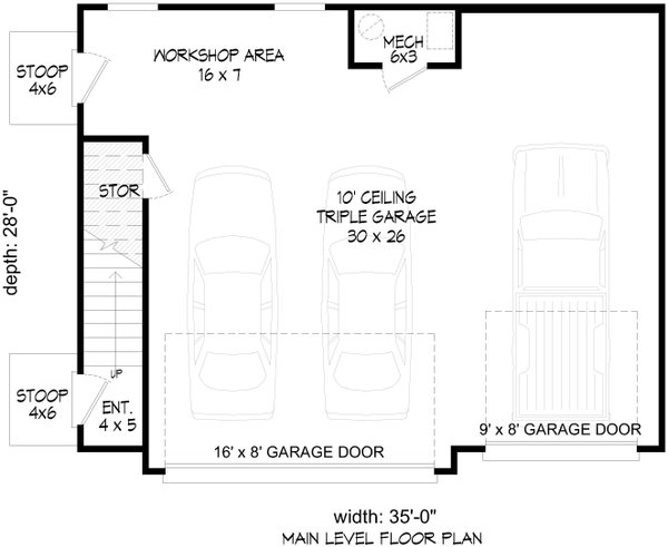 Farmhouse Floor Plan - Main Floor Plan #932-1043