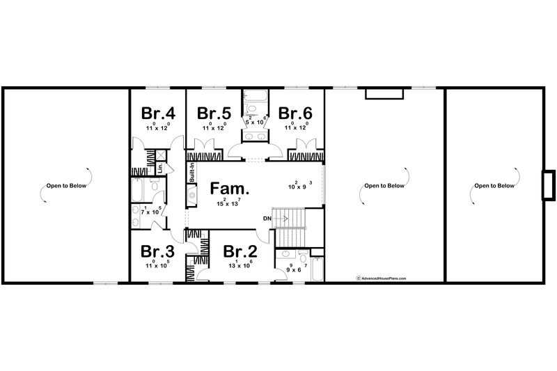 Home Plan - Floor Plan - Upper Floor for Barndominium House Plan #455-569 - 6 bed, 4.5 bath