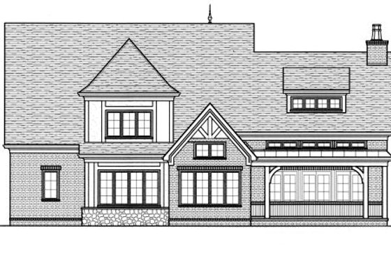 Exterior - Rear Elevation for European House Plan #413-832 - 4 bed, 3.5 bath
