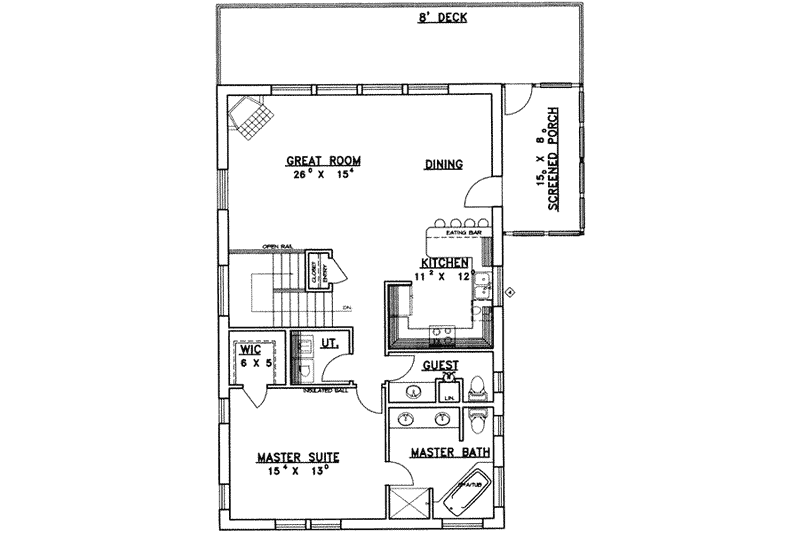 Home Plan - Floor Plan - Main Floor for Traditional House Plan #117-324 - 3 bed, 2.5 bath