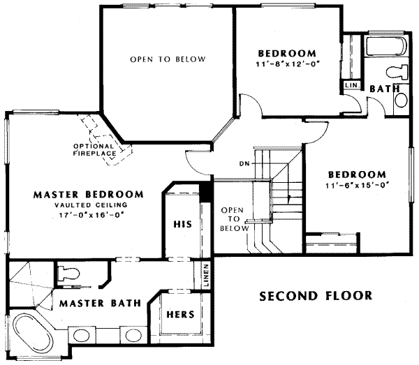 Traditional Floor Plan - Upper Floor Plan #312-463