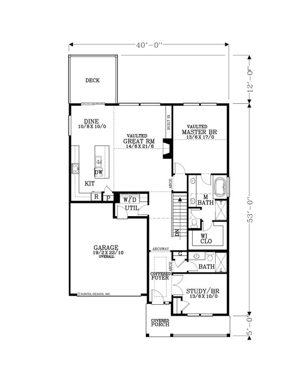 House Blueprint - Craftsman Floor Plan - Main Floor Plan #53-571