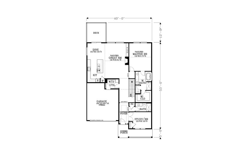 House Blueprint - Floor Plan - Main Floor for Craftsman House Plan #53-571 - 4 bed, 3 bath