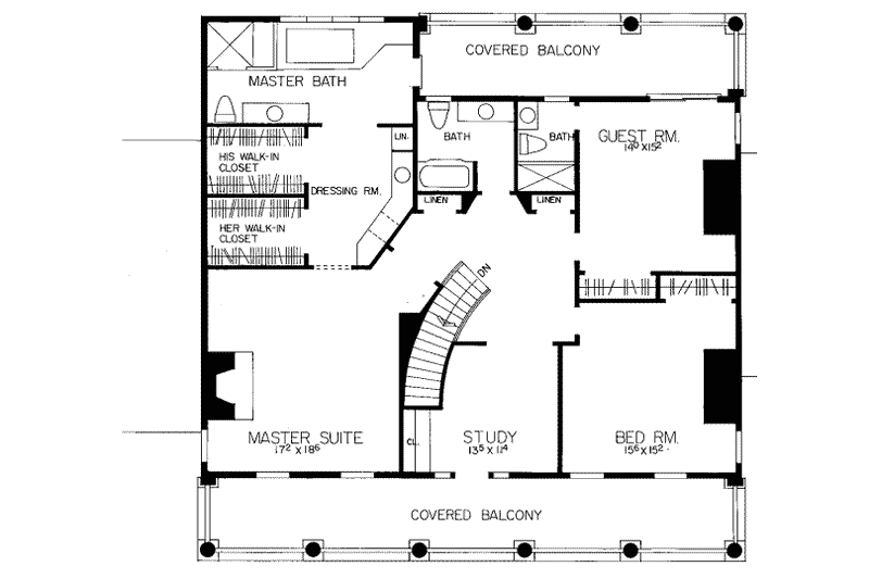 Home Plan - Floor Plan - Upper Floor for Colonial House Plan #72-380 - 3 bed, 3.5 bath