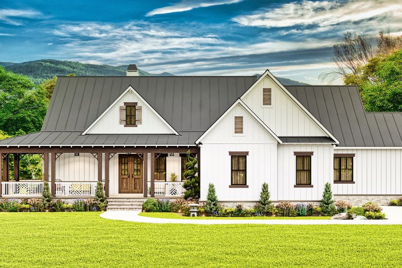 House Plan Design - Farmhouse Exterior - Front Elevation Plan #54-575