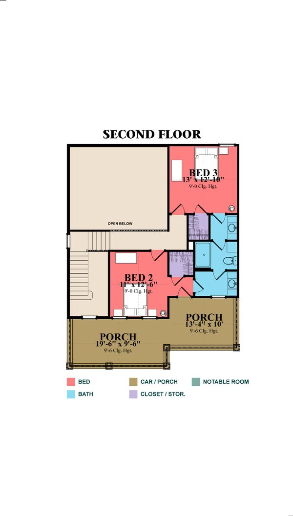 Southern Floor Plan - Upper Floor Plan #63-264