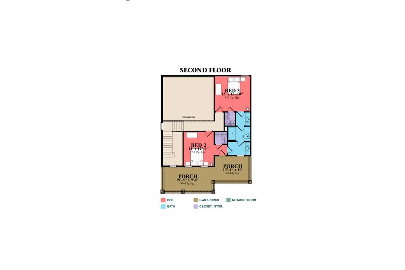 House Design - Floor Plan - Upper Floor for Southern House Plan #63-264 - 3 bed, 2.5 bath
