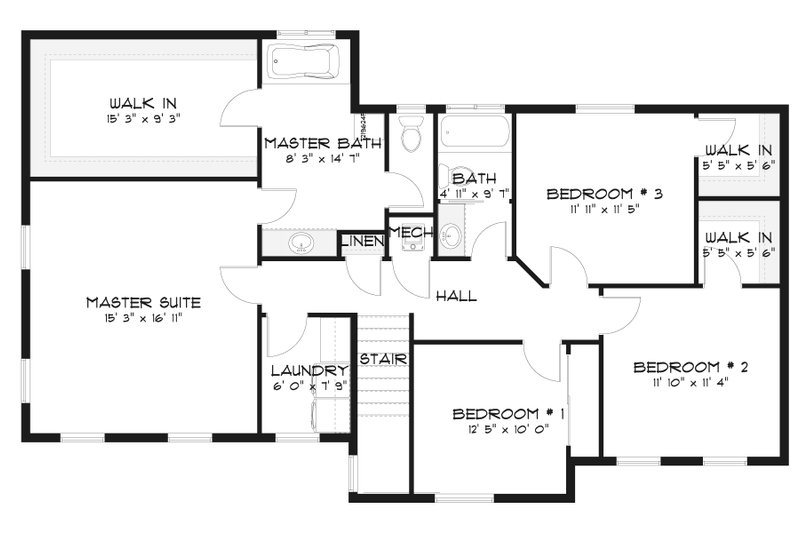 Architectural House Design - Floor Plan - Upper Floor for Traditional House Plan #1060-138 - 4 bed, 2.5 bath