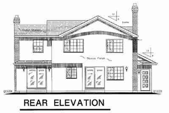 Exterior - Rear Elevation for Traditional House Plan #18-9043 - 3 bed, 2.5 bath