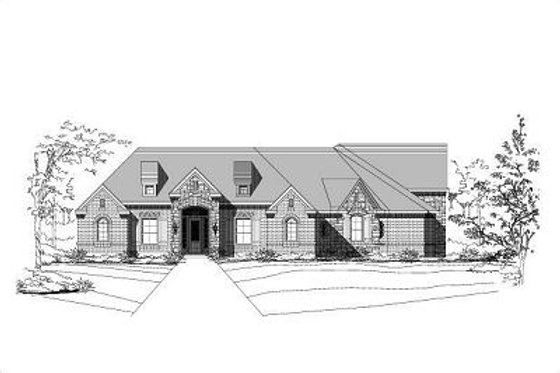 Exterior - Front Elevation for European House Plan #411-462 - 3 bed, 3.5 bath