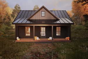 Cabin Exterior - Front Elevation Plan #1116-27