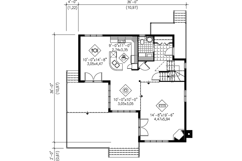 Dream House Plan - Floor Plan - Main Floor House Plan #25-2278 - 3 bed, 2 bath