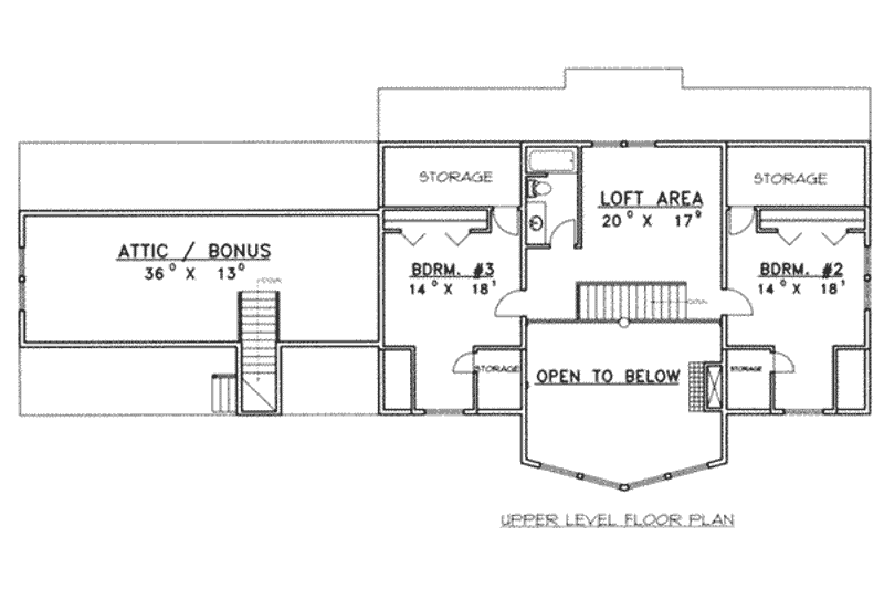 Home Plan - Floor Plan - Upper Floor for Craftsman House Plan #117-472 - 3 bed, 2.5 bath