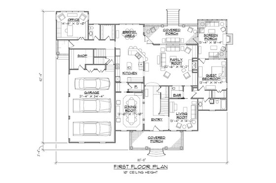 Floor Plan - Main Floor for Colonial House Plan #1054-78 - 4 bed, 4.5 bath