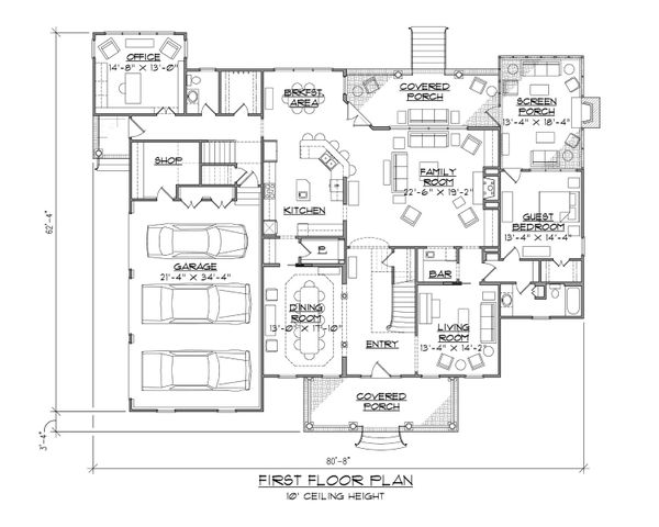 House Blueprint - Colonial Floor Plan - Main Floor Plan #1054-78