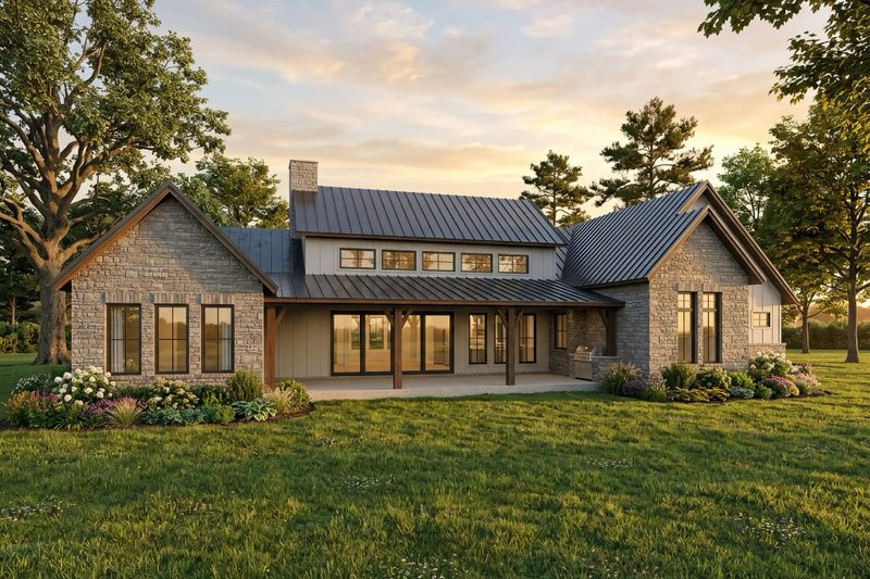House Blueprint - Exterior - Rear Elevation 1 for Farmhouse House Plan #80-228 - 4 bed, 2.5 bath