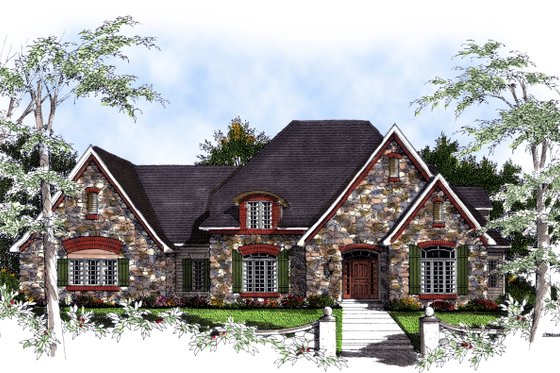 Exterior - Front Elevation for European House Plan #70-533 - 4 bed, 3.5 bath