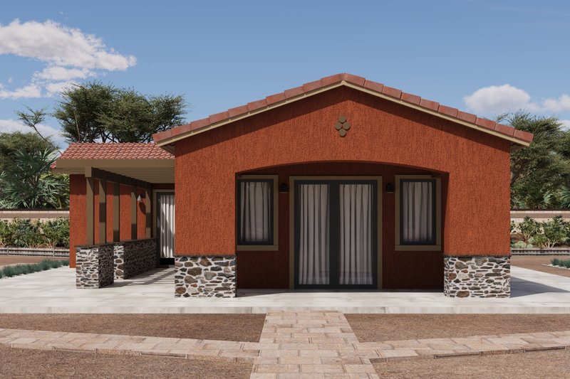 Dream House Plan - Exterior - Front Elevation 4 for Adobe / Southwestern House Plan #1106-97 - 2 bed, 2 bath