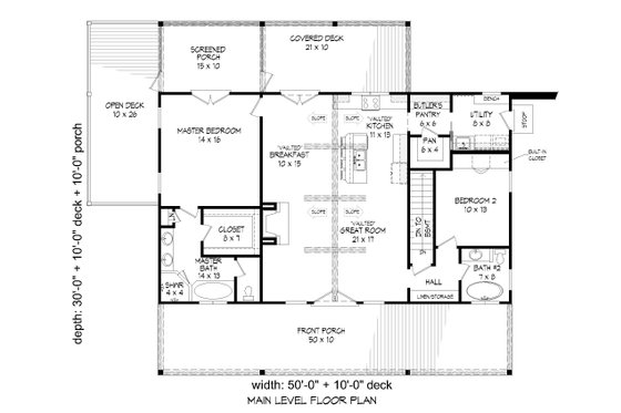 Floor Plan - Main Floor for Traditional House Plan #932-567 - 2 bed, 2 bath
