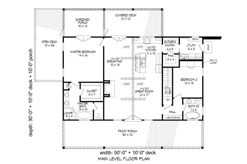 House Plan Design - Floor Plan - Main Floor for Traditional House Plan #932-567 - 2 bed, 2 bath