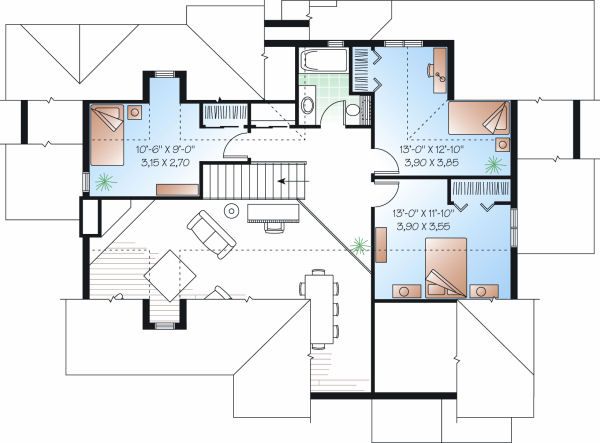 Home Plan - Traditional Floor Plan - Upper Floor Plan #23-727